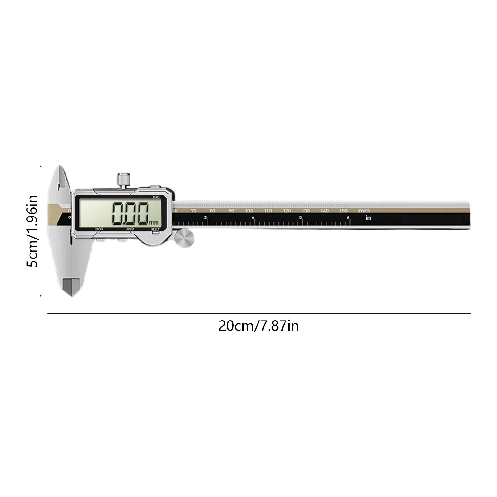 Calibrador digital de alta precisión de 150 mm con pantalla LCD, carga USB recargable para un paso de profundidad externa interna precisa