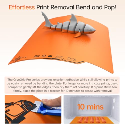 Image of BIQU Cryogrip Pro Frostbite Matte Orange Cold Build Plate for Bambu-Lab P1S /P2S /P1P /X2D /X1C /X1E /A1 3D Printer 257x257MM Double-Sided Upgrade Room Temperature Print Removable Surface Platform