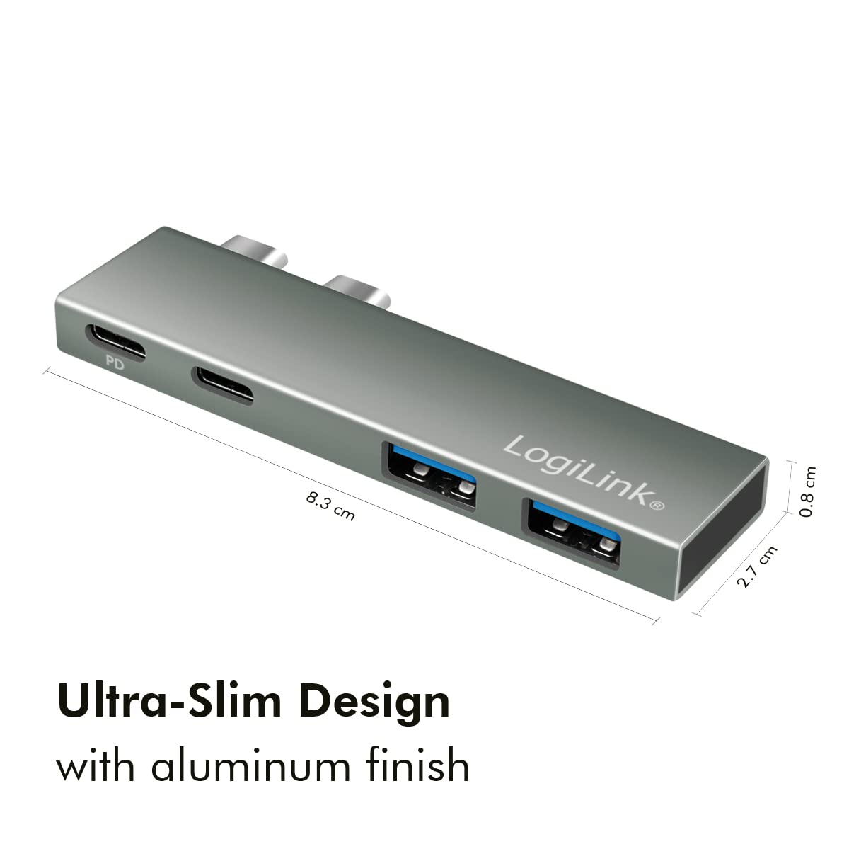 LogiLink USB 3.2 (Gen2 x 2) wielofunkcyjny hub z 4 portami, PD 3.0 (PowerDelivery 100 W), kolor: srebrny