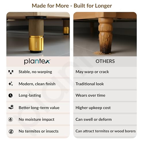 Image of Plantex 3 Inch Sofa Leg for Bed Furniture /Aluminium Sofa Leg for Table /Support Legs /Furniture Leg - Pair of 2 (4 Piece) (DTS-77, Brass Antique & Gold)