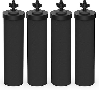 Lifefilter Replacement for BB9-2 Black Purification Water Filter, Compatible with Berkey BB9-2 Black Filters and Berkey Gravity Water Filter System, 4 Pack