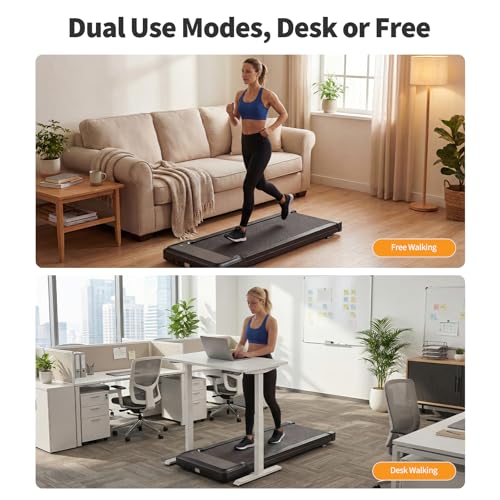 Image of NEWBULIG Under Desk Walking Pad Treadmill, Portable Compact Electric Treadmill with Remote Control, Quiet Fitness Equipment & LED Display for Home & Office, Black&Sliver