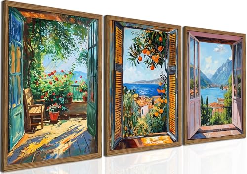Open Window Henri Matisse Wall Art Set of 3, Modern Coastal Fauvi...