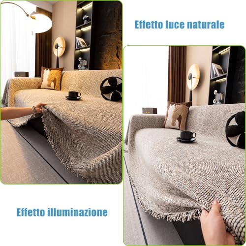 Housse de canapé chenille anti-salissure et jeté modulable pour grand salon