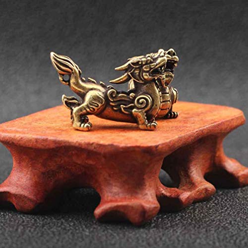 BESPORTBLE Feng Shui Bronze Kylin Qilin Estátua Escultura de Cobre Chi Lin Pixiu Estátua Sorte Feng