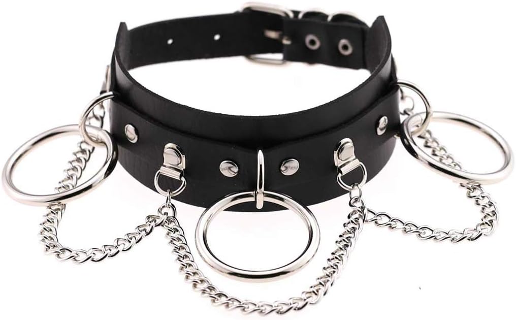eYLun Women Gothic Choker Punk Rock Jewelry Goth Choker Rivet Spiked Adjustable Leather Necklace Collar