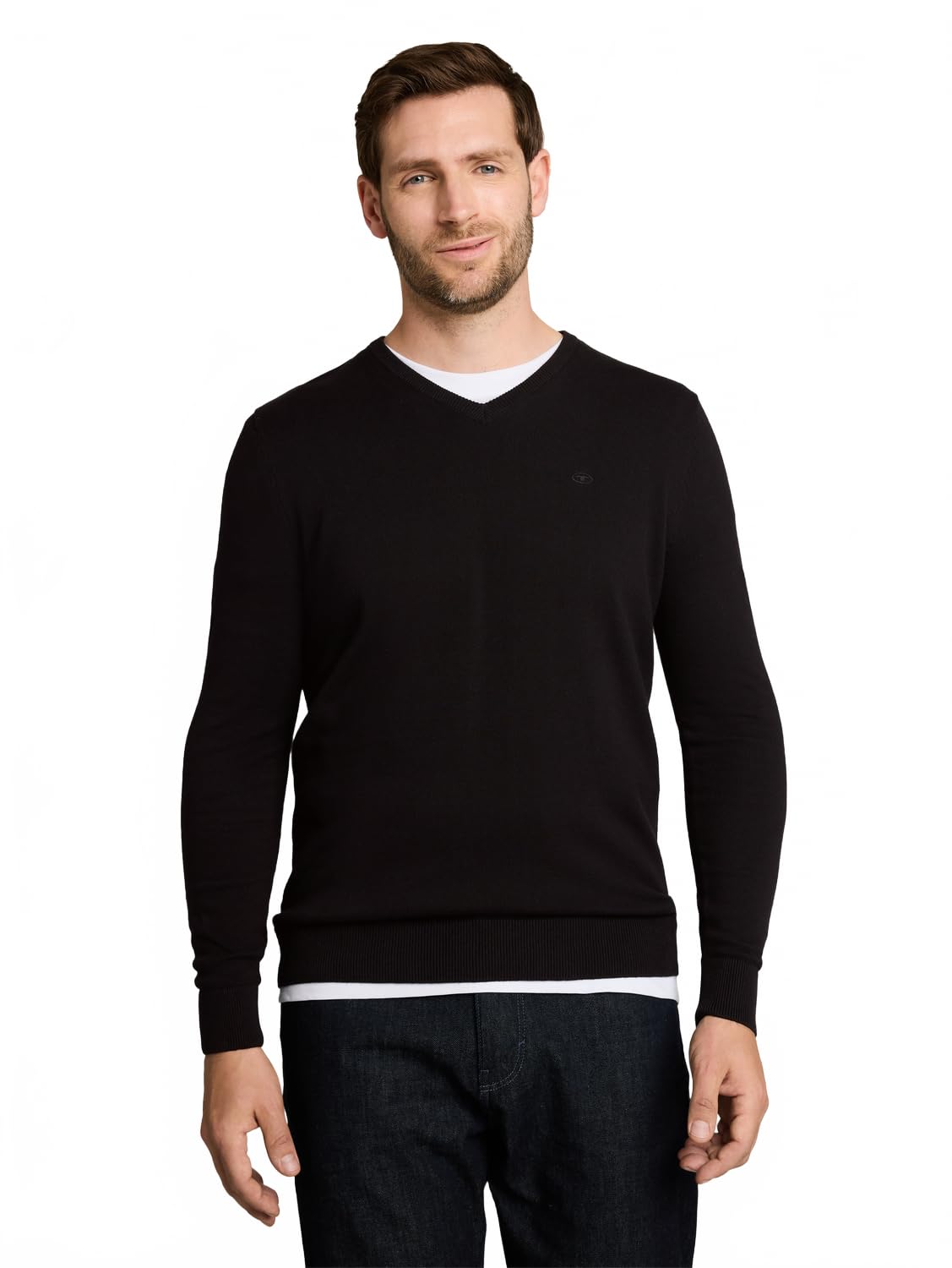 TOM TAILOR Men Basic jumper 202212 Strickpullover V-Ausschnitt, 29999 - Black, 3XL