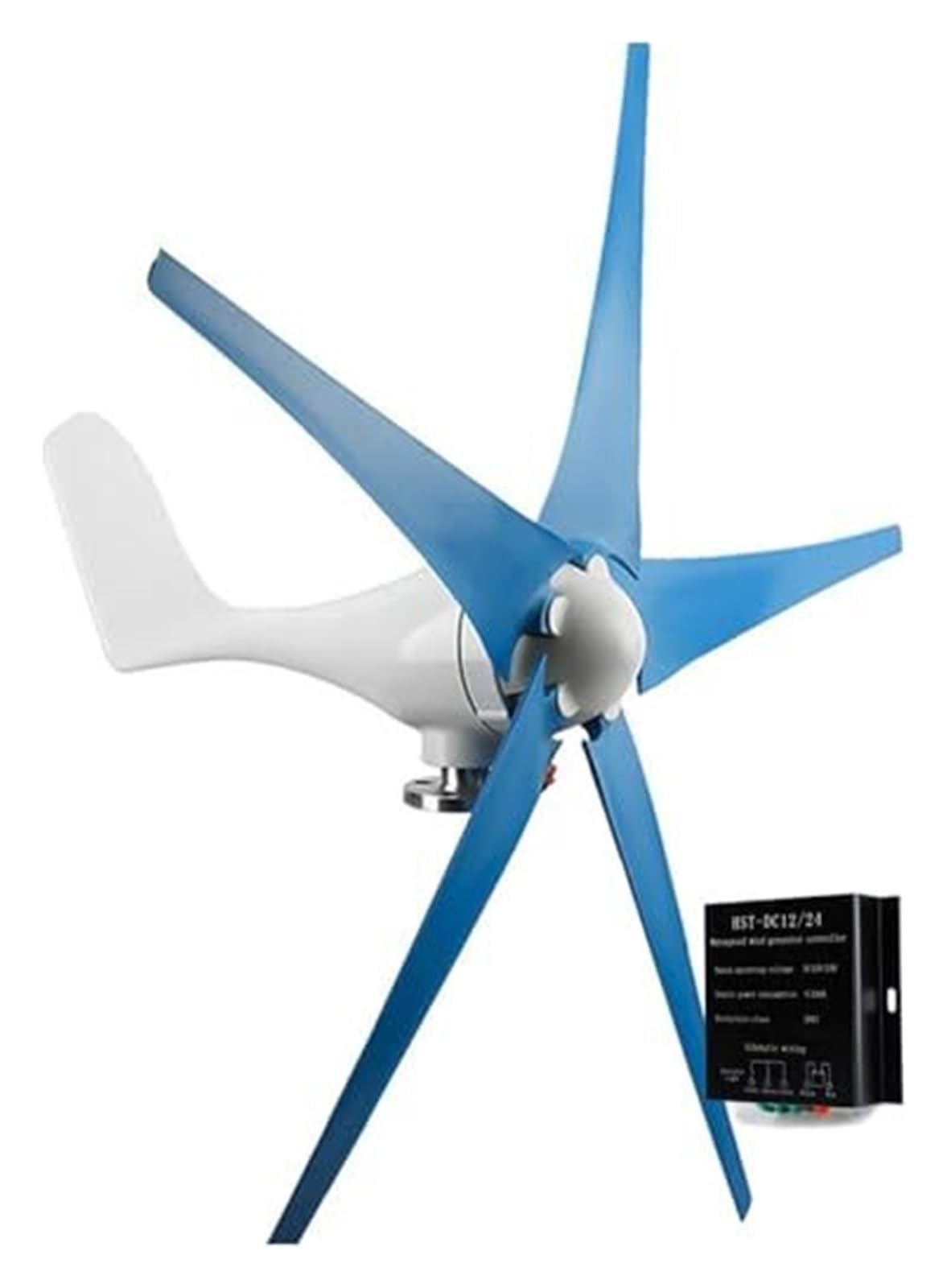 Zestaw generatora turbiny wiatrowej 5000 W, 12 V/24 V/48 V, 5-łopatowy system turbiny wiatrowej, z inteligentnym sterownikiem wiatru, idealny do rozwiązań zasilania poza siecią (24 V)