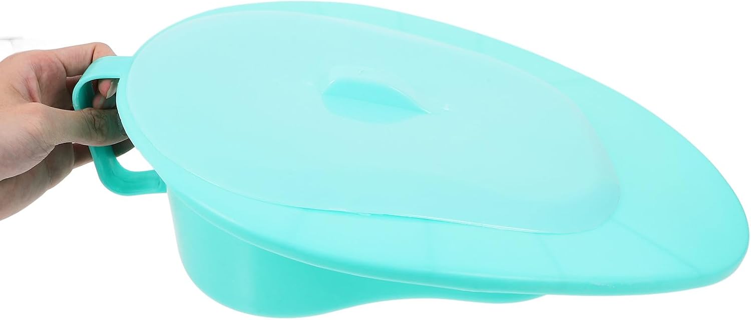 Bed Pan with Lid for Elderly and Bedridden Adults, Portable Heavy Duty Pee Container, Comfortable Bedpan for Female and Male Patients, Suitable for Home and Hospital Use