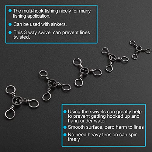 Image of 3 Way Fishing Swivels Crossline Swivels Fishing Connector Swivels Catfish Swivels Fishing Gear Carp Fish Equipment Saltwater Freshwater Fishing Tackle Accessories