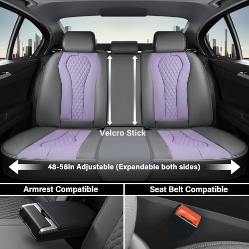 Image of Coverado Automotive Seat Covers, Car Seat Covers Full Set, Purple Car Seat Cover, Car Seat Covers Front Seats Back Seat Cover, Waterproof Car Seat Cushion,Leather Seat Protector Fit for Most Cars