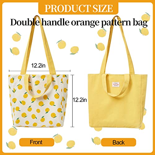 Katoenen canvasDubbelzijdige canvas tas met dubbele draaggrepen herbruikbare boodschappentassen voor boodschappentassen, gereedschap, reizen, strand(Lemon, 31 * 10 * 31cm) - Afbeelding 3