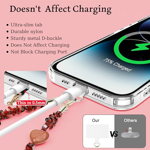 Image of Marble Beaded Phone Wrist Strap for Women, Detachable Design | 304 Steel Core, detachable phone wristlet with tether tab, keeps your phone secure for shopping, travel and daily use.
