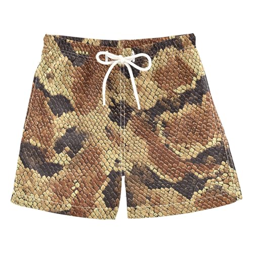 miaozhen Pantalones cortos de playa para niño, estampado de piel de pitón, color marrón, ropa de playa para niños, secado rápido (palabra de la suerte), Animal Python Fur Print Brown, 2 años