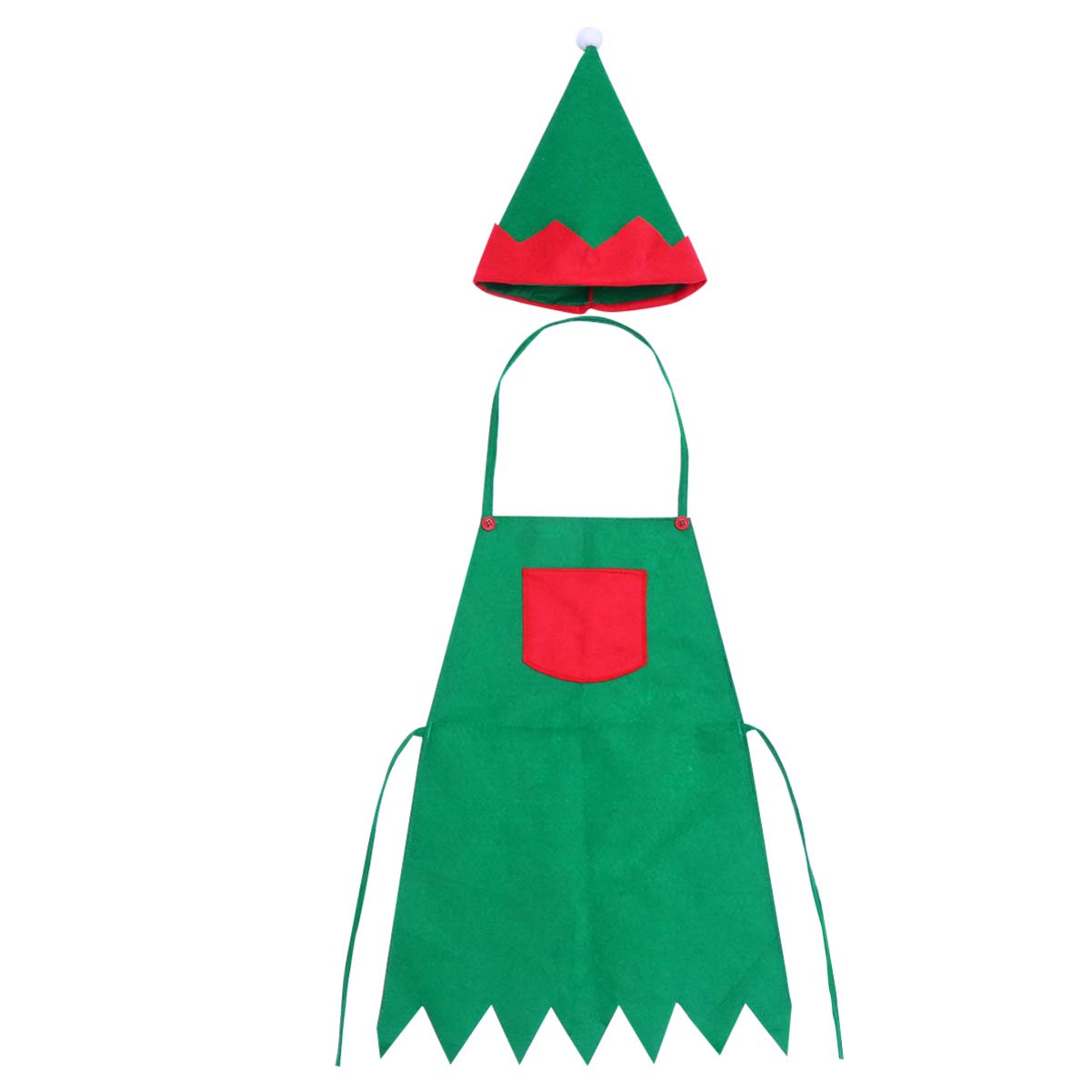 Amosfun Apron Christmas Hat Xmas Santa Suit Kitchen Chef Apron Ornament for Children Toddlers Kids Cooking Baking Festive