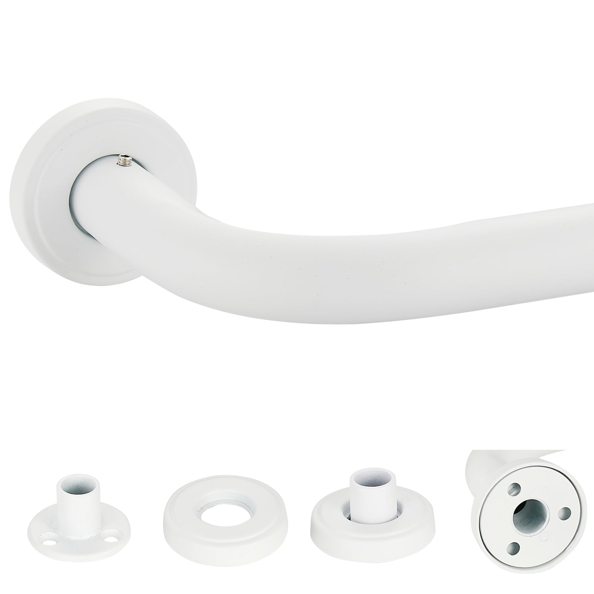 Mayrhyme Matte White Wrap Around Curtain Rod, 1 Inch Diameter, 28 to 86 Inch, Adjustable Blackout Curtain Rod with Zinc Alloy Double-Deck Finials and Aluminum Center Brackets