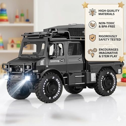 Image of Defense Military Lorry Truck Off Road Friction Vehicle Car Toy for Kids 3+| Big Size 1Pc Push-Go with Opening Doors Army Force Toys for Boys & Girls Birthday Gift for Children Educational Item