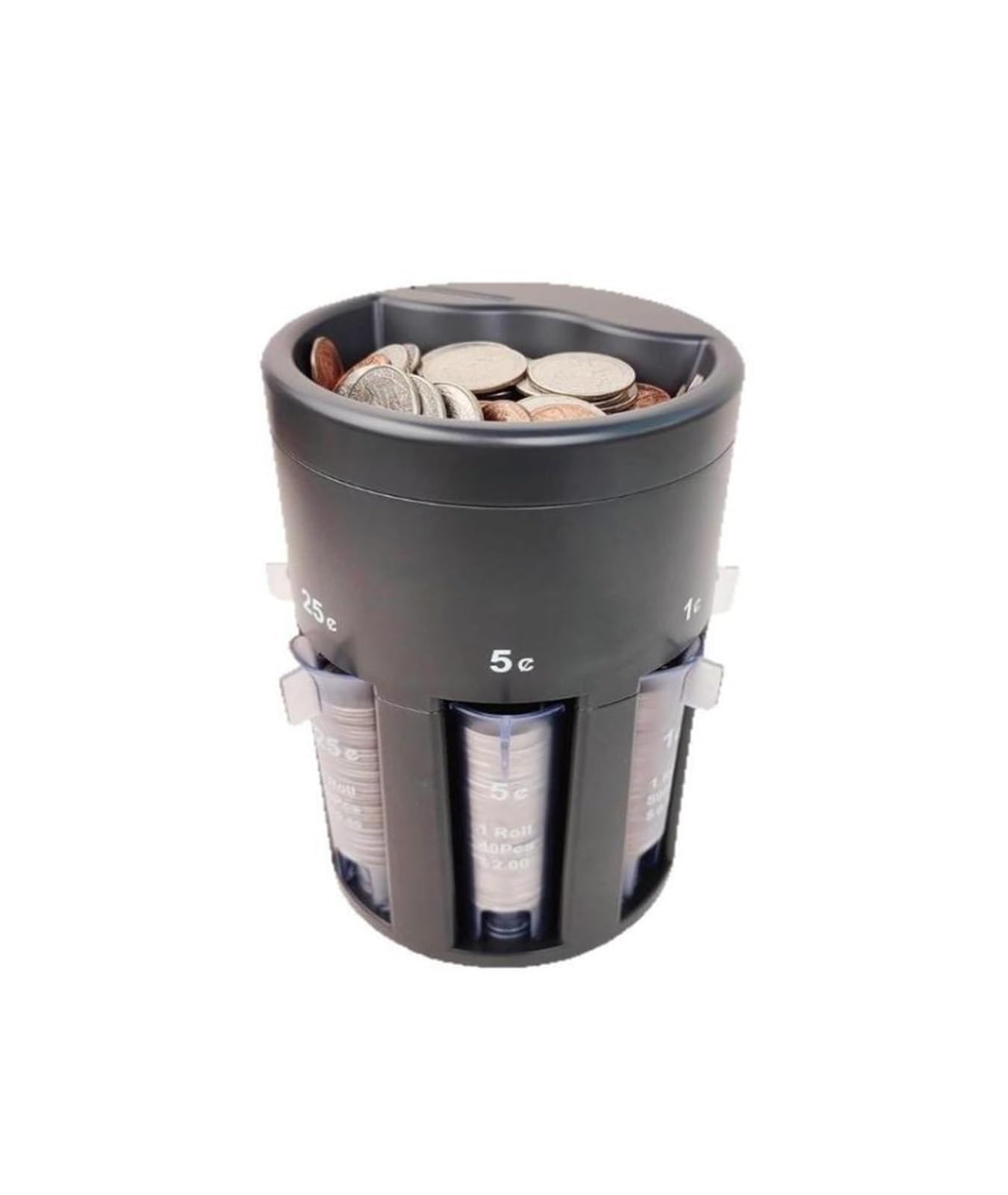 Manual Coin Sorter with 5-in-1 Measuring Tubes, Automatic Coin Counter Organizer