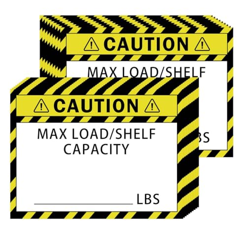50 Pack Pallet Rack Capacity Labels 3x4-Inch Yellow Caution MAX Load/Shelf LBS Warning Stickers Industrial Strength Sticker for Warehouse Safety