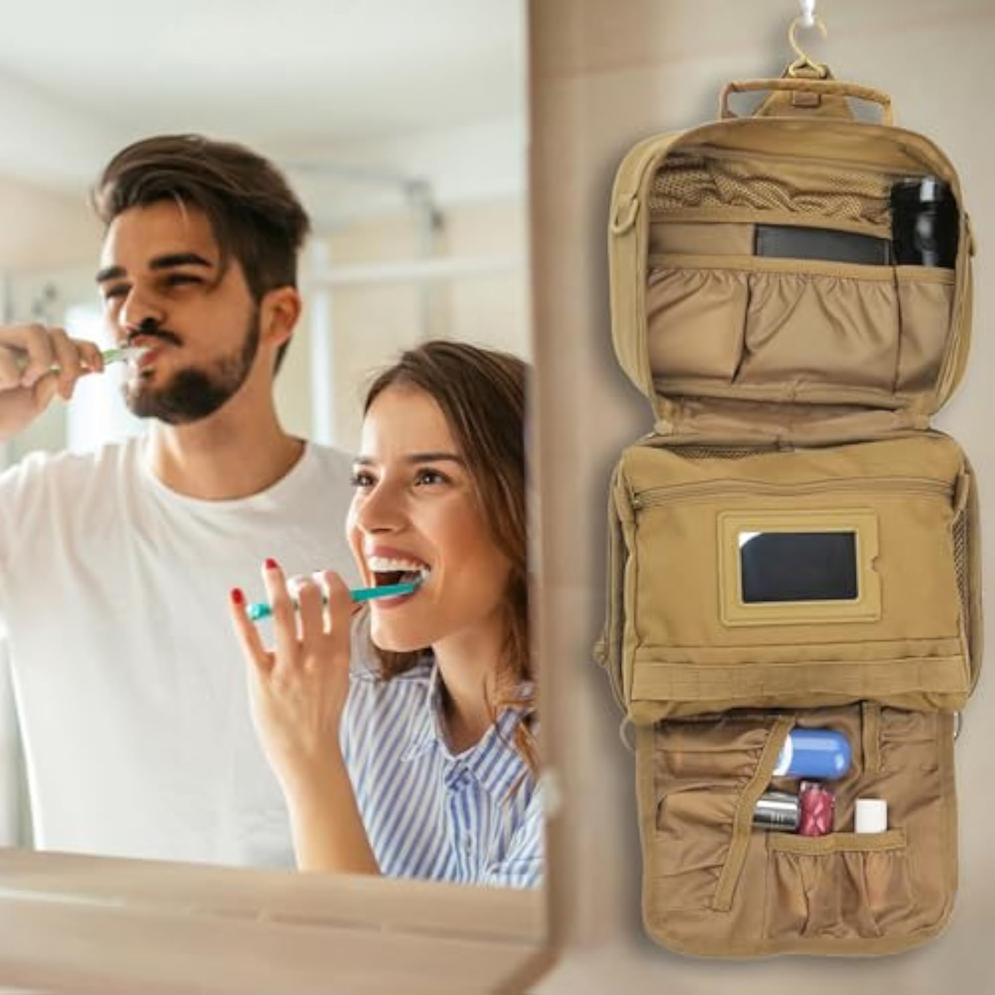 Tactical Toiletry Bag for Men Travel, Hanging Dopp Kit