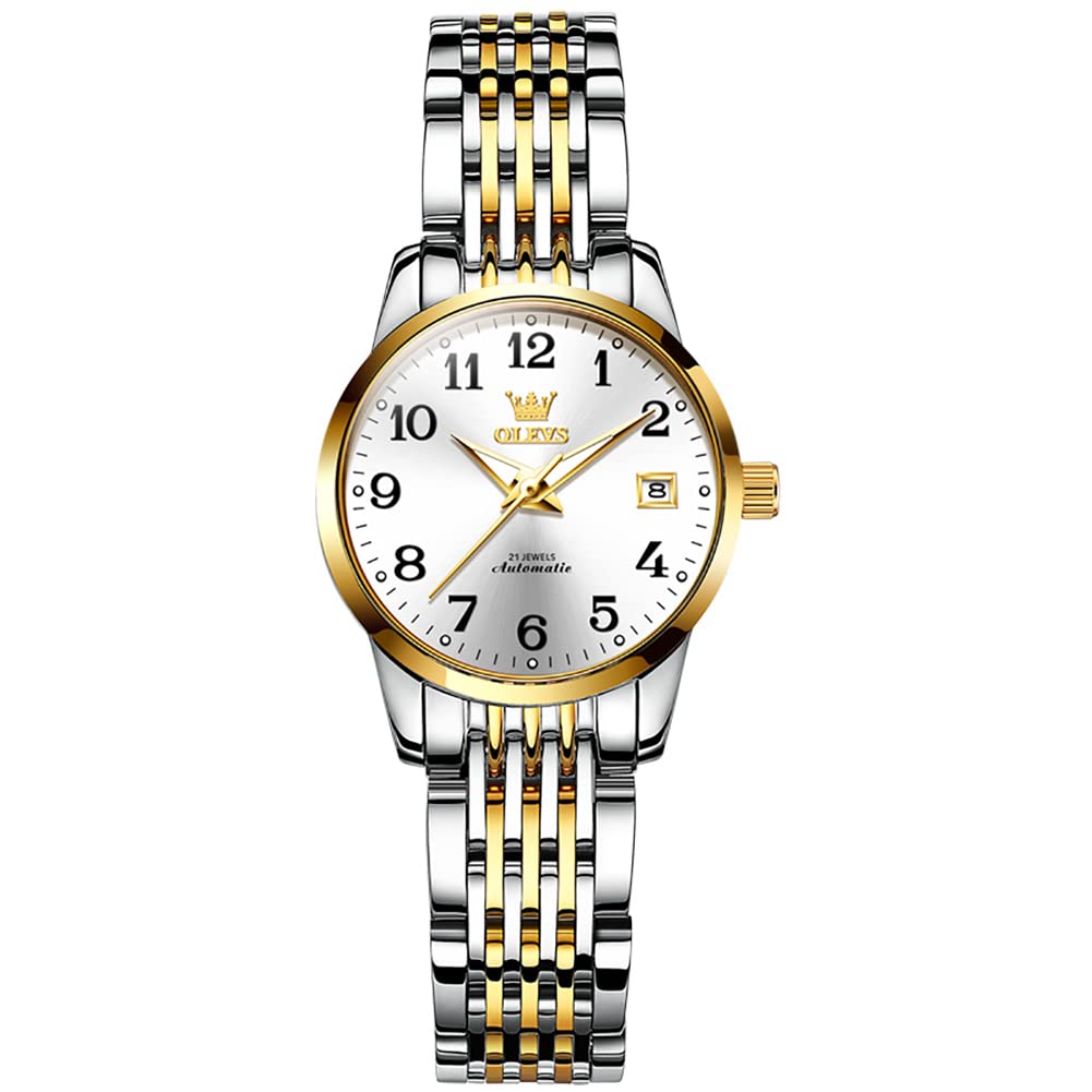 Taxau Automatik Armbanduhr Damen Silber und Gold Mechanische Wasserdicht