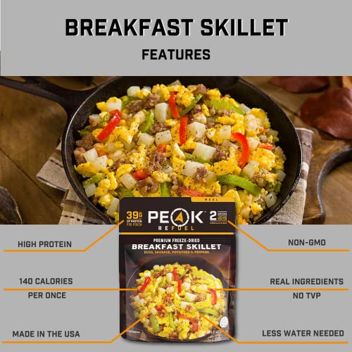 Peak-Refuel-Breakfast-Skillet-39g-Protein-680-Calories-100-Real-Meat-Premium-Freeze-Dried-Backpacking-Camping-Food-2-Servings-Ideal-MRE-Survival-Meal-6-Pack