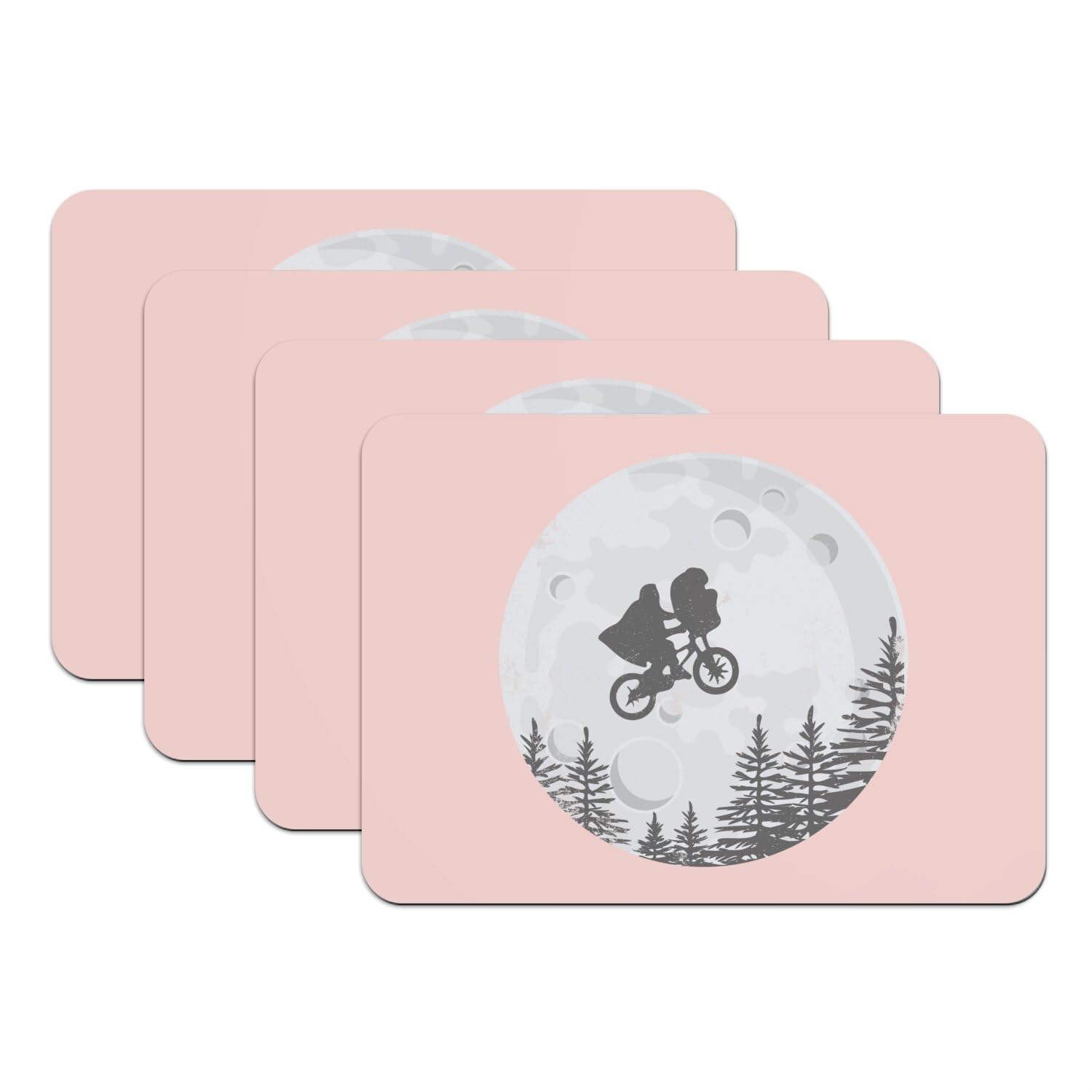 Set de table caoutchouc rose extraterrestre lune cyclisme grand format