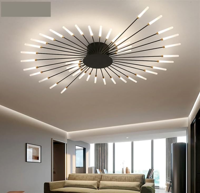 The Crafted Gesture Modern Black Starburst LED Ceiling Light 42+1 Light-Heads Fixture with 3-Color Modes for Living Room, Bedroom & Hall-image-49