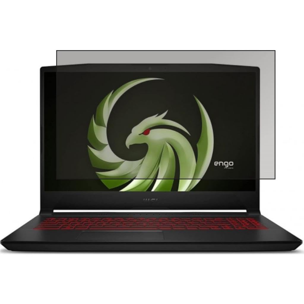 Engo Msi Alpha 15 A4DEK 15.6 İnç İle Uyumlu Hayalet Ekran Koruyucu Notebook, Yandan Görünmeyen Anti-Spy Gizlilik (Privacy) Laptop Koruması, 9H Temperli Nano Kırılmaz Esnek Cam, Parlama Önleyici 16:9
