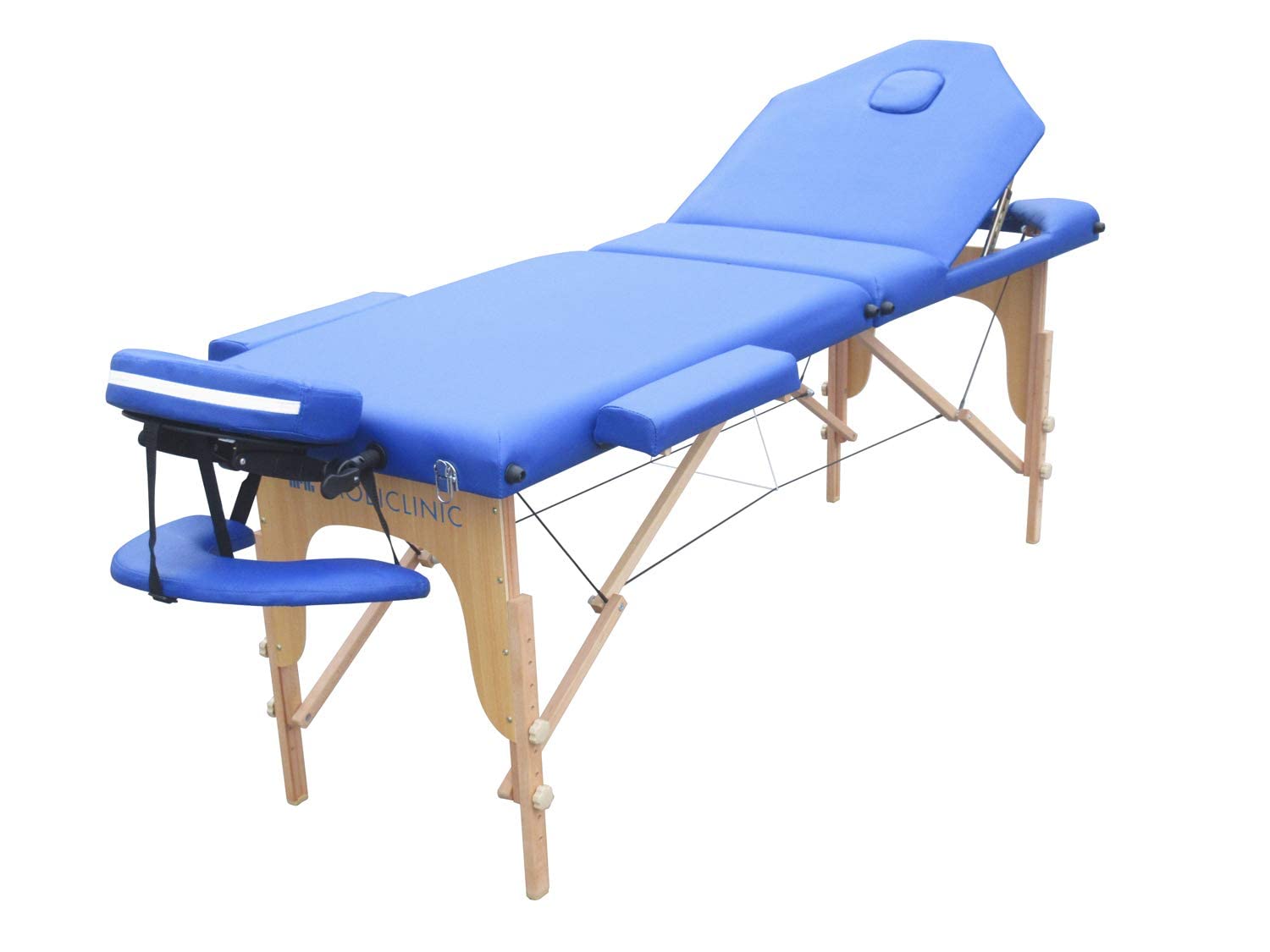 Mobiclinic®, Lettino per Fisioterapia, Massaggi, Estetica, CM-01 Plus, Marchio Europeo, Portatile, Pieghevole, Marcatura ce, Professionisti, Legno, 186x60 cm, Blu