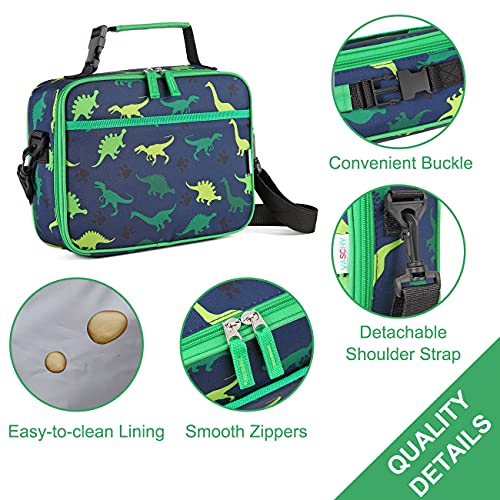 Vaschy Lunch Box Bag For Kids, Reusable Insulated Lunch Box Containers Coolers For Toddler Boys And Girls With Detachable Shoulder Strap For Daycare School Dinosaurs #TOP3