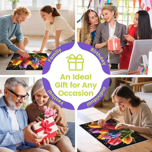 Puzzle de 500 Piezas para Adultos, Puzzle de Arte Tulipanes Arcoiris | Divertido y Colorido con Letras en el Reverso, Rompecabezas de Plantas para Adolescentes, Adultos y Personas Mayores, Gran Idea de Regalo y Juego Familiar miniatura 4