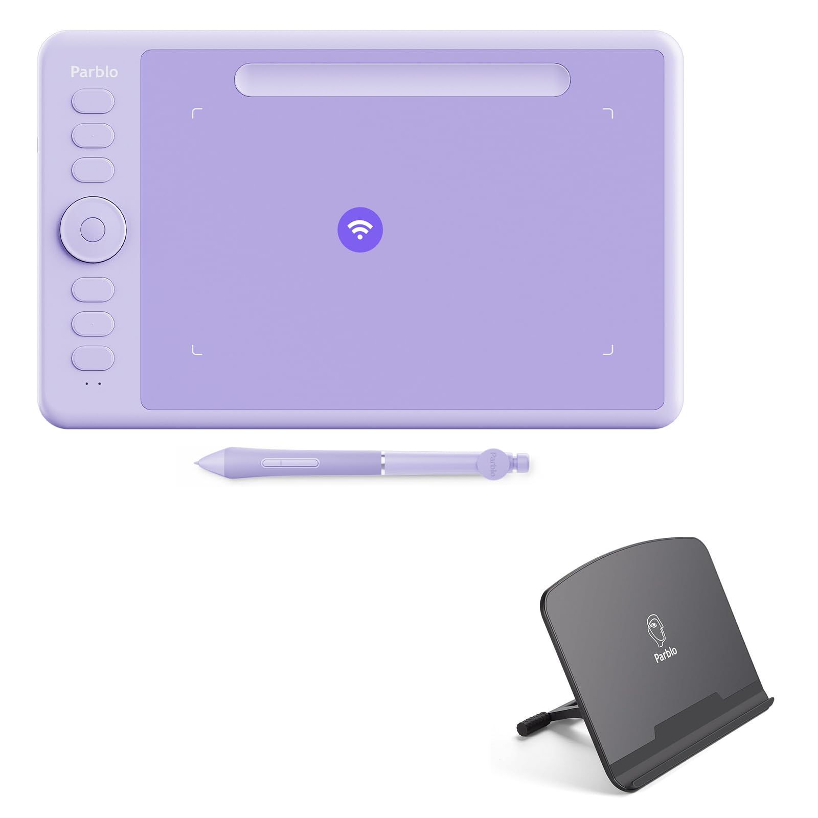 ParbloPR100 Drawing Tablet Stand & Intangbo SW Wireless Drawing Tablet,7x4 inch,6 Customized Keys, Digital Graphics Tablets with 16384 Pressure Levels, S01 Battery-Free Stylus Compatible with Windows
