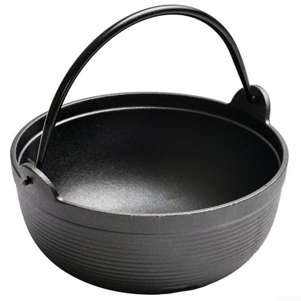 Olla robusta de hierro fundido para cocina tradicional, sin revestimiento para comidas más saludables y fácil limpieza (olla individual de 19 cm)