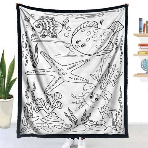 Couverture à colorier créative 150x127cm en polyester lavable et réutilisable pour ados