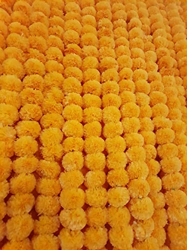 Image of Artificial Marigold Flower Garlands (Orange, Pack Of 5), 150 Centimeters