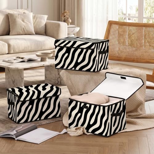 Image of Stackable Storage Bins with Lids,Closet Organizers Fabric Box for Home and Office,Blanket Clothes Organizers,Under Bed Storage Containers 3 Pack