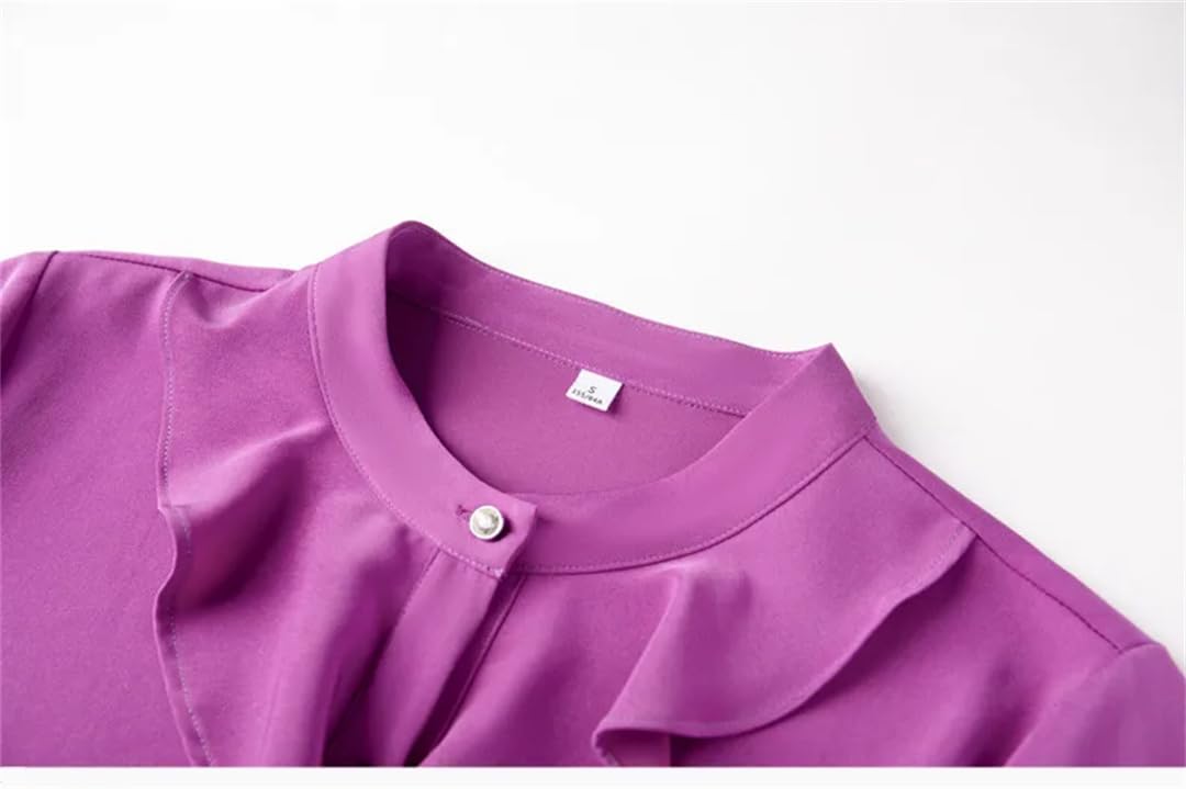 Blusa de manga larga para mujer, color morado, elegante, formal, para oficina, trabajo