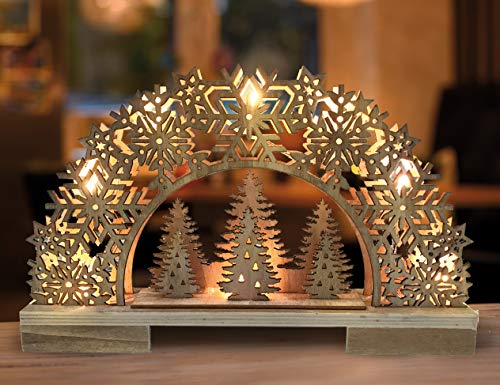 Bonetti LED Lichterbogen - Schwibbogen aus echtem Holz/mit 8 Led...