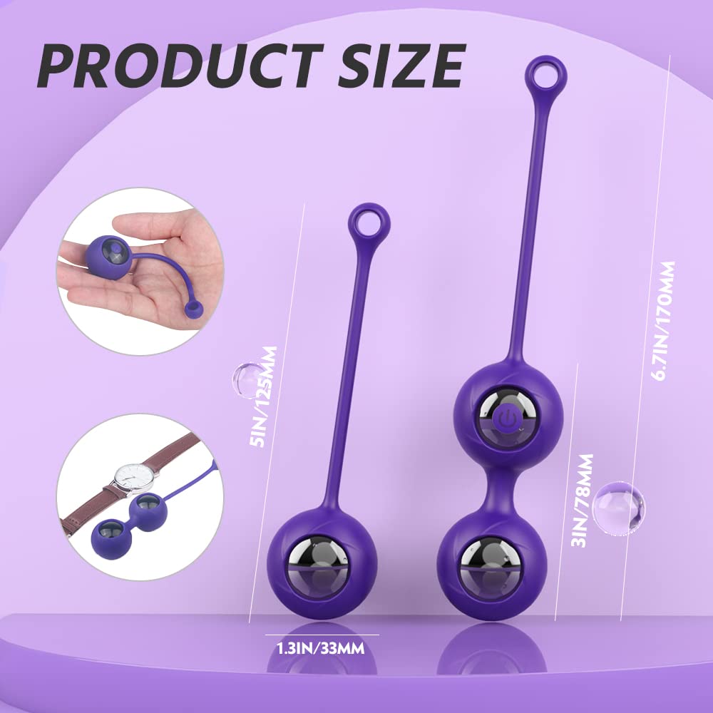 Silicone Vibratori Kegel Ball 2 in 1 Palline Per il Pelvico Palline, 9 Modalità di Vibratore Massaggio,USB Ricaricabile, para Controllo della Vescica ed Esercizi del Pavimento Pelvico per Donna,Viola