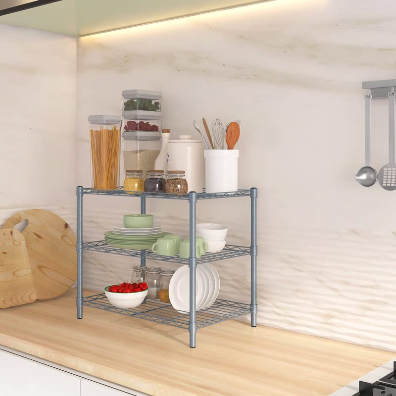 TUNEHOME Kitchen Cabinet with 3 Small Shelves (Silver) | Durable Metal Storage | High Load Capacity with 3 Trays | Easy Assembly with Video Guide | Elevated for Easy Cleaning | Space-Saving-image-44