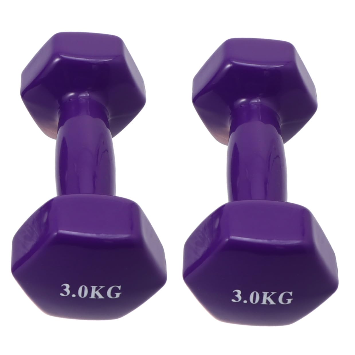 Milisten Cast Iron Dumbbells 6kg Set 3kg 2 with Purple Plastic Coating Non-slip Hand Weights for Women Men