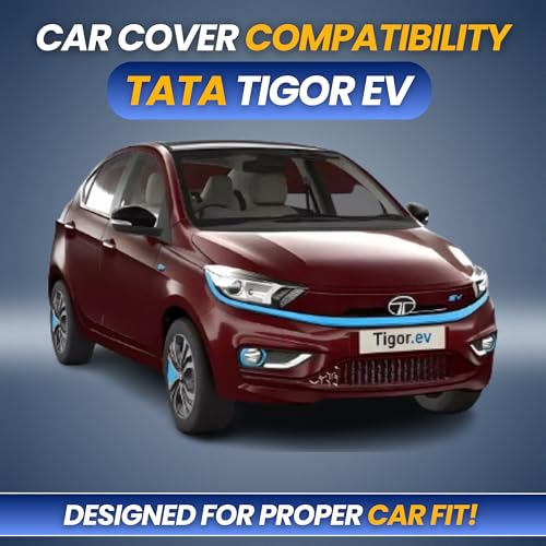 Image of Premium 100% Waterproof Car Cover for Tata Tiago EV 2022-2026 Models | All-Weather, UV & Dust Protection | Heavy-Duty 3-Layer Fabric | Custom Fit with Mirror & Antenna Pockets | Navy Blue