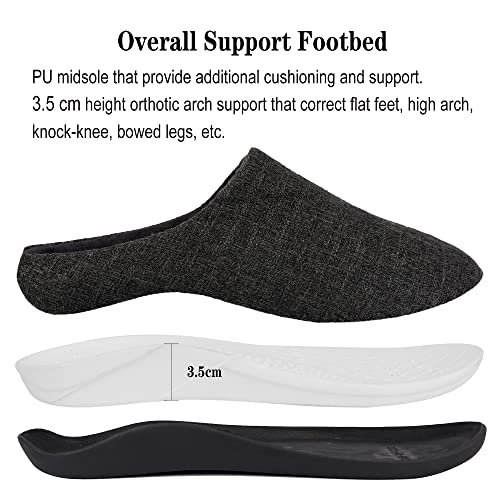 Adax Men's Orthotic Plantar Fasciitis Pain Relief Slippers With High Arch Support,Orthopedic House Shoes For Flat Feet,Heel Pain Indoor Outdoor Non Slip Rubber Sole,Dark Grey,Size 10 10.5 #TOP4