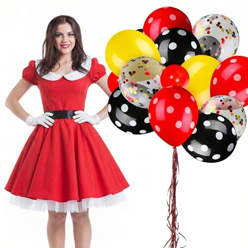 75 Pieces Mouse Color Balloons Confetti Polka Dot Balloons Latex Party Garland for Halloween Baby Shower Wedding Mouse Birthday Party Decorations Supplies(Red-Black-Yellow) - Image 7