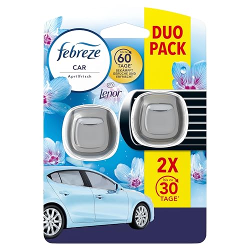 Febreze - Febreze Auto Lufterfrischer 4ml, Auto-Clip-Nachfüller mit Duft Aprilfrisch Bekämpft Gerüche im Auto, 2 Einheiten - -24%