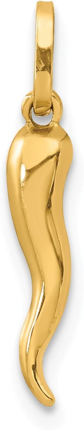 14K Yellow Gold Italian Horn Charm Good Luck Jewelry