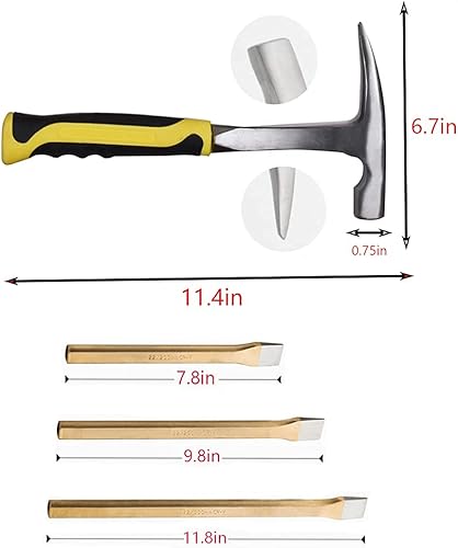 Miniatura 3 de Kit de herramientas de geología de minería de piedras y gemas de 14 piezas, para caza de rocas, minería de oro, incluye un martillo de acero con
