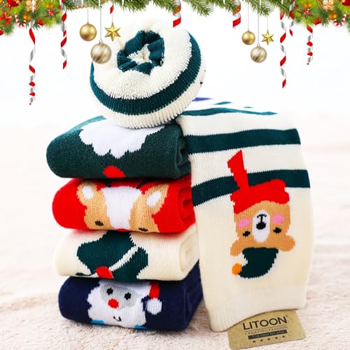 Christmas Socks for Kids - 5 Pairs Cotton Cute Children's Socks4