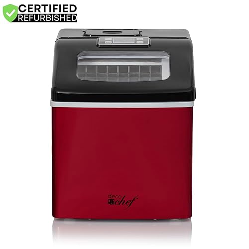 Miniatura 3 de Deco Chef ICMRED - Máquina de hielo portátil para encimera para el hogar u oficina, 40 libras, color rojo con tapa negra (renovada)